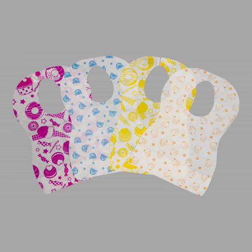 Китай Disposable Baby Bib, Waterproof Paper + PE Film 24.5*34.5cm with Pocket, Multi-Color for Home & Restaurant Use Производитель